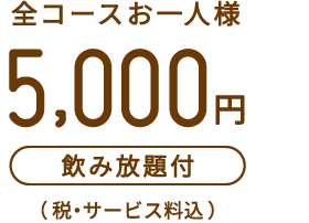 お一人様5,000円（税・サービス料込）